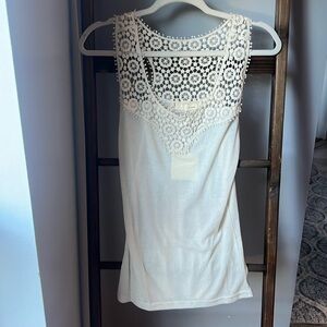 Areve cream color knit tank with embroidery